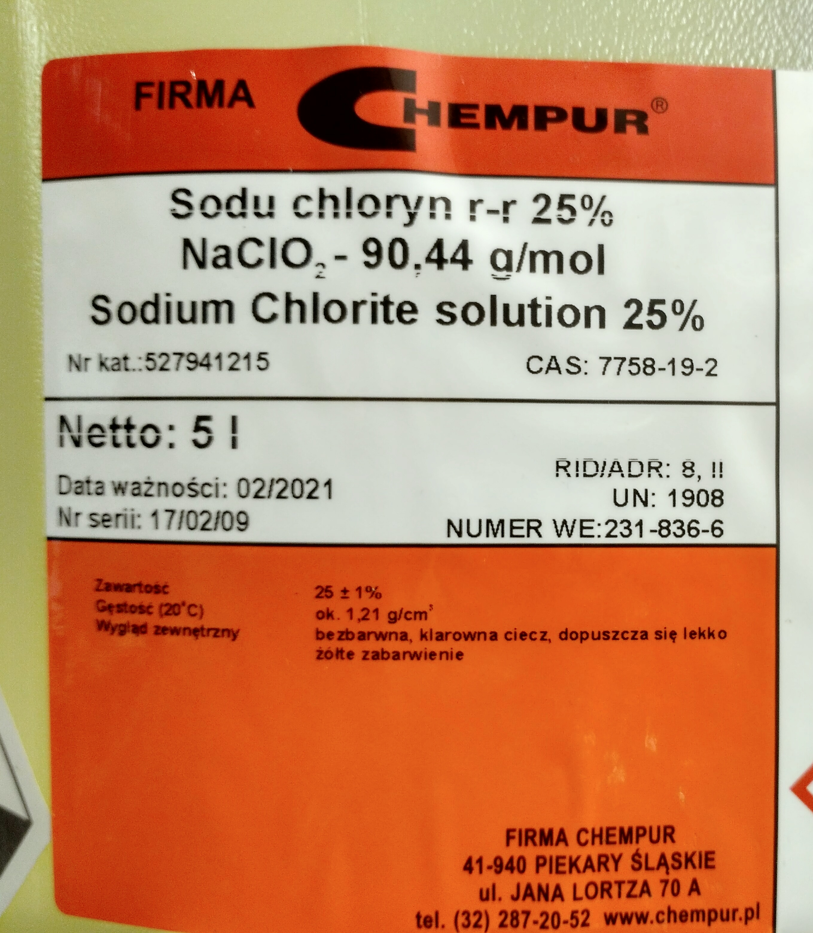 Sodium chlorite solution 25%